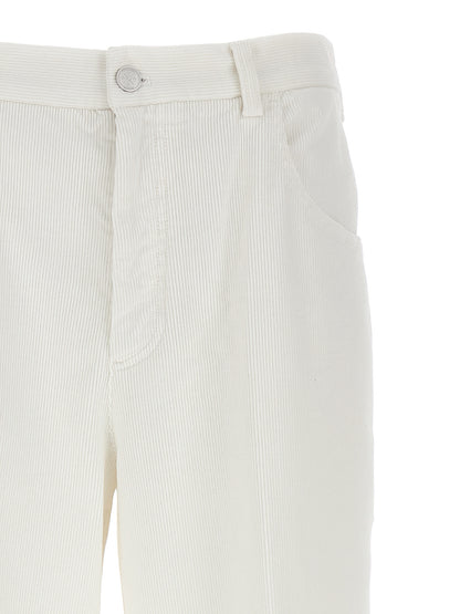 Casual Pants by CELLAR DOOR for women in stretch cotton corduroy white presents a tailored silhouette, showcasing a tailored straight-leg and long cut with a refined for a truly tailored aesthetic.