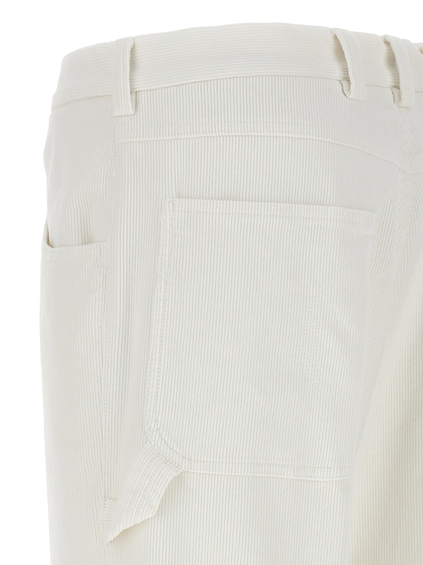Casual Pants by CELLAR DOOR for women in stretch cotton corduroy white features an sartorial straight-leg and long with a cut for a sartorial finish.