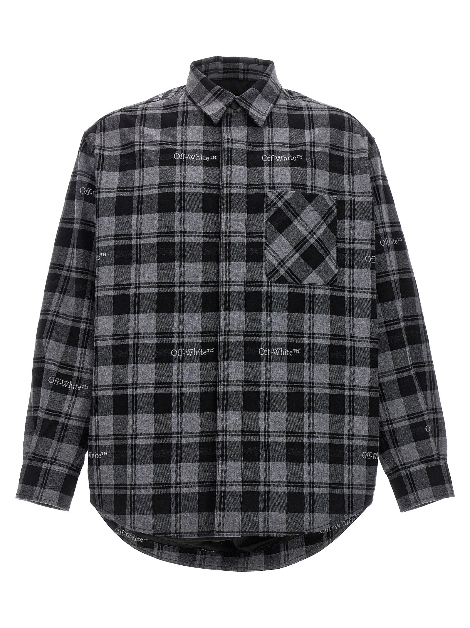 Windbreaker Jacket by Off-White for men in plush cotton flannel gray, white & print features an perennial silhouette with a refined and perennial pockets, insulated & windproof for a sophisticated weather-resistant look.