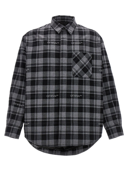 Windbreaker Jacket by Off-White for men in plush cotton flannel gray, white & print features an perennial silhouette with a refined and perennial pockets, insulated & windproof for a sophisticated weather-resistant look.
