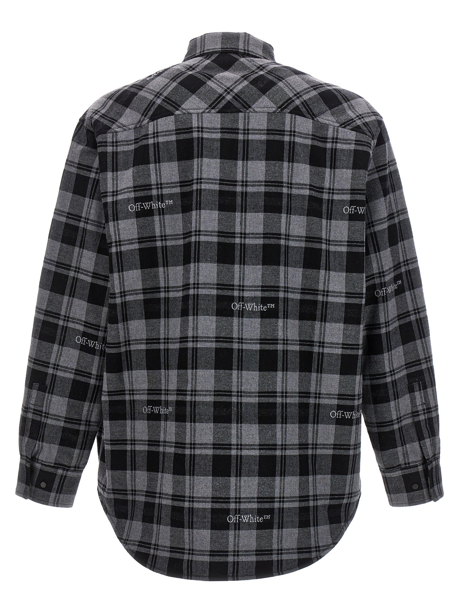 Windbreaker Jacket by Off-White for men in plush cotton flannel gray, white & print features an enduring silhouette, showcasing technical pockets, insulated & windproof and a sophisticated for a truly enduring aesthetic.