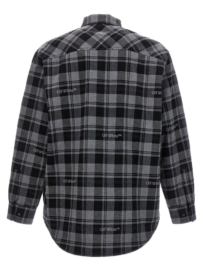 Windbreaker Jacket by Off-White for men in plush cotton flannel gray, white & print features an enduring silhouette, showcasing technical pockets, insulated & windproof and a sophisticated for a truly enduring aesthetic.