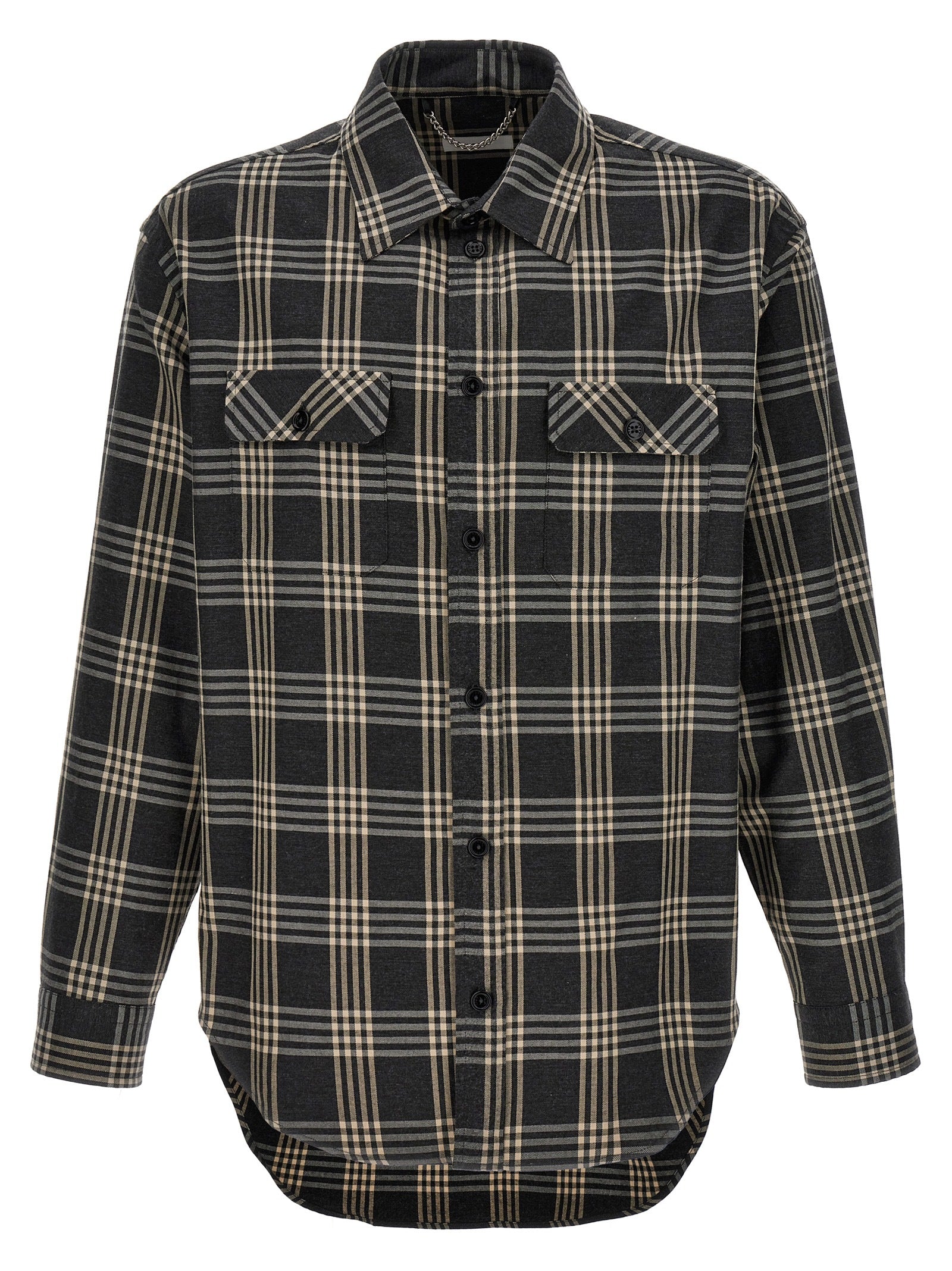 Shirt by 1989 Studio for men in cotton flannel gray & print presents a discerning silhouette, showcasing a sophisticated and for a truly discerning finish.