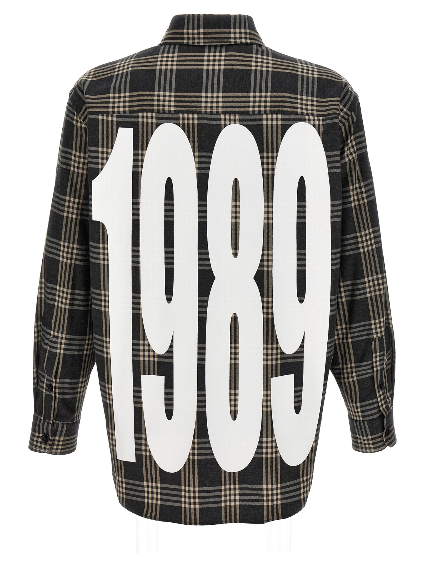 Shirt by 1989 Studio for men in cotton flannel gray & print features an polished silhouette, showcasing a sophisticated and detail for a truly polished finish.