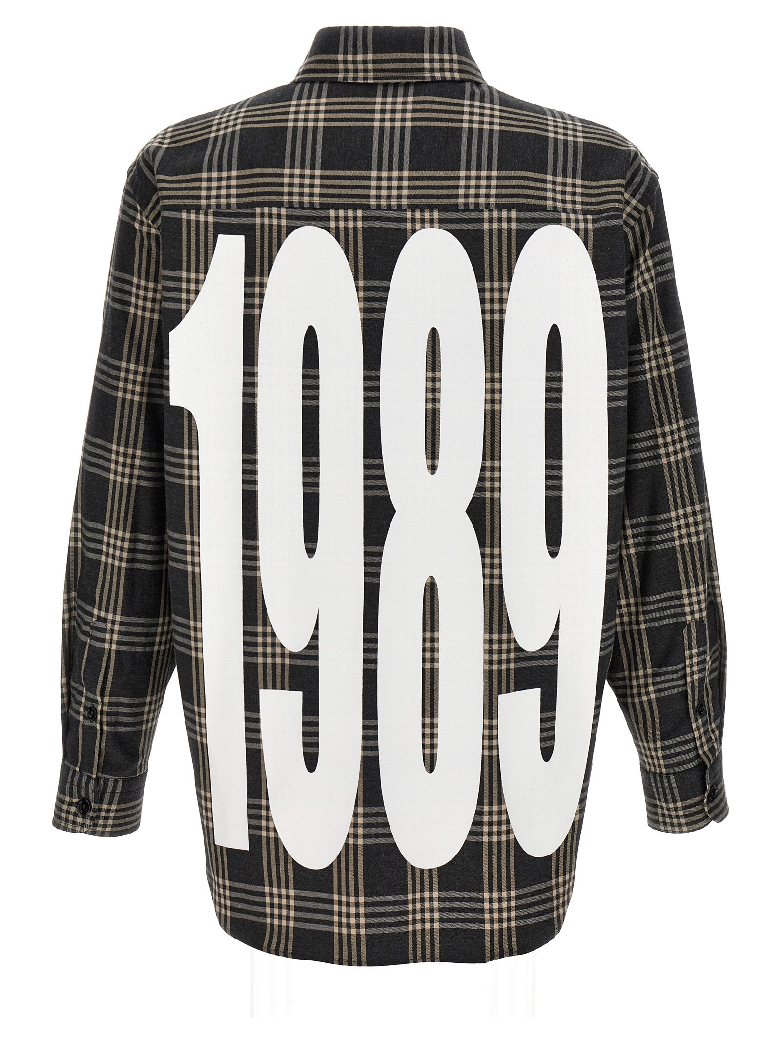 Shirt by 1989 Studio for men in cotton flannel gray & print features an polished silhouette, showcasing a sophisticated and detail for a truly polished finish.