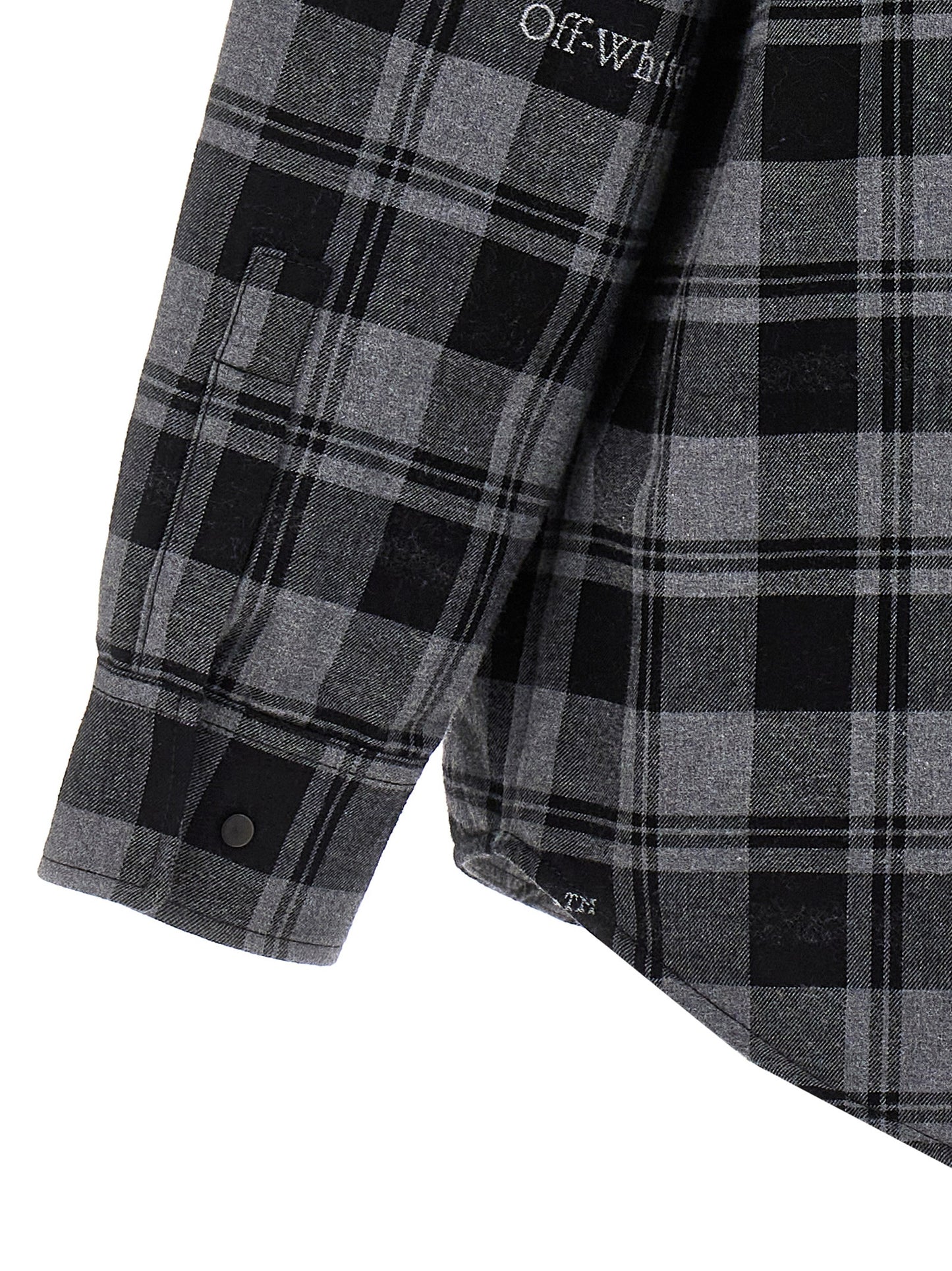 Windbreaker Jacket by Off-White for men in plush cotton flannel gray, white & print features an magnificent silhouette, showcasing the sophisticated and functional pockets, insulated & windproof for a premium, magnificent look.