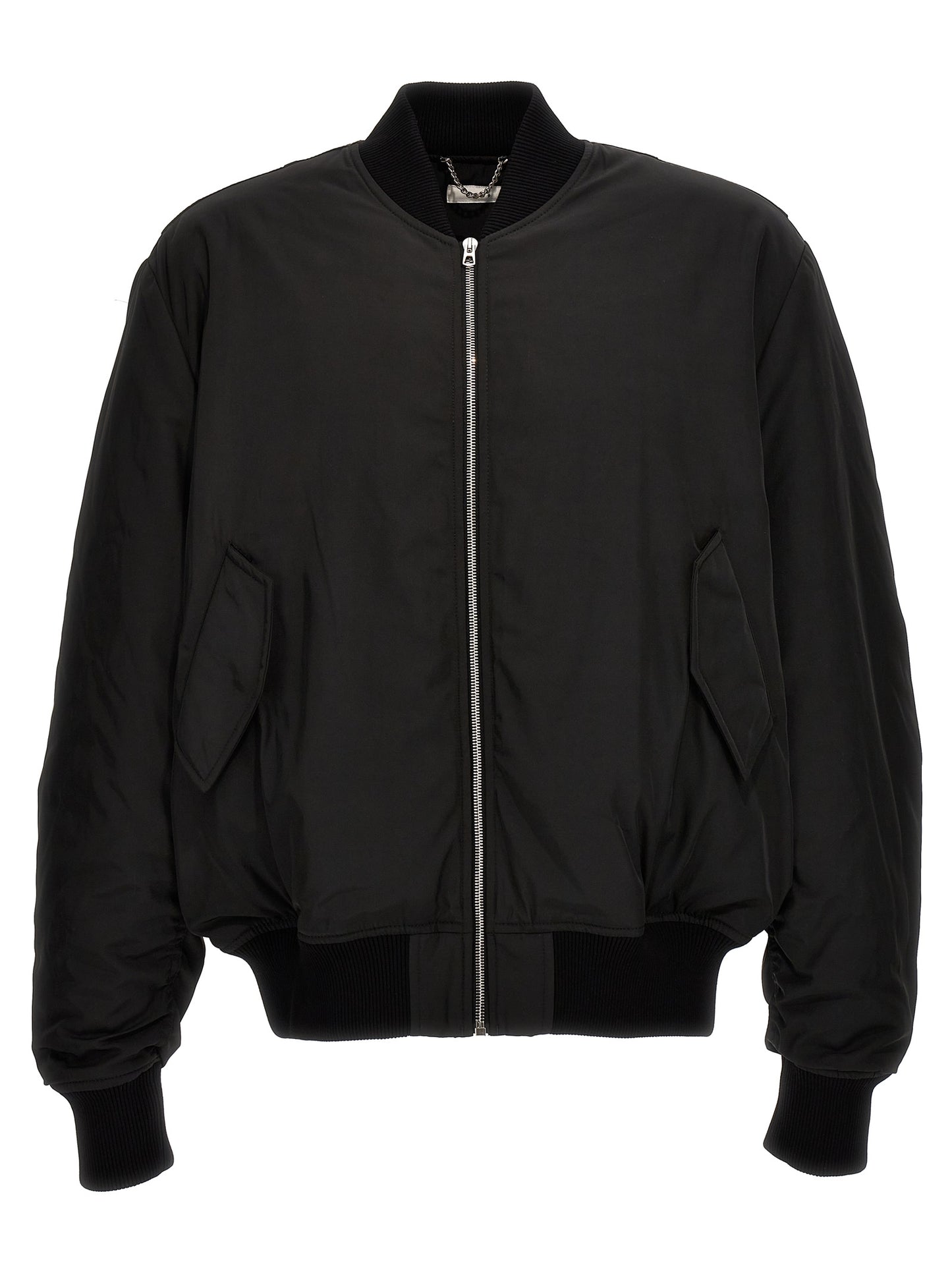 Bomber Jacket by 1989 Studio for men in nylon & polyester black features an contemporary silhouette, showcasing a sophisticated and contemporary pockets & insulated for a truly refined look.