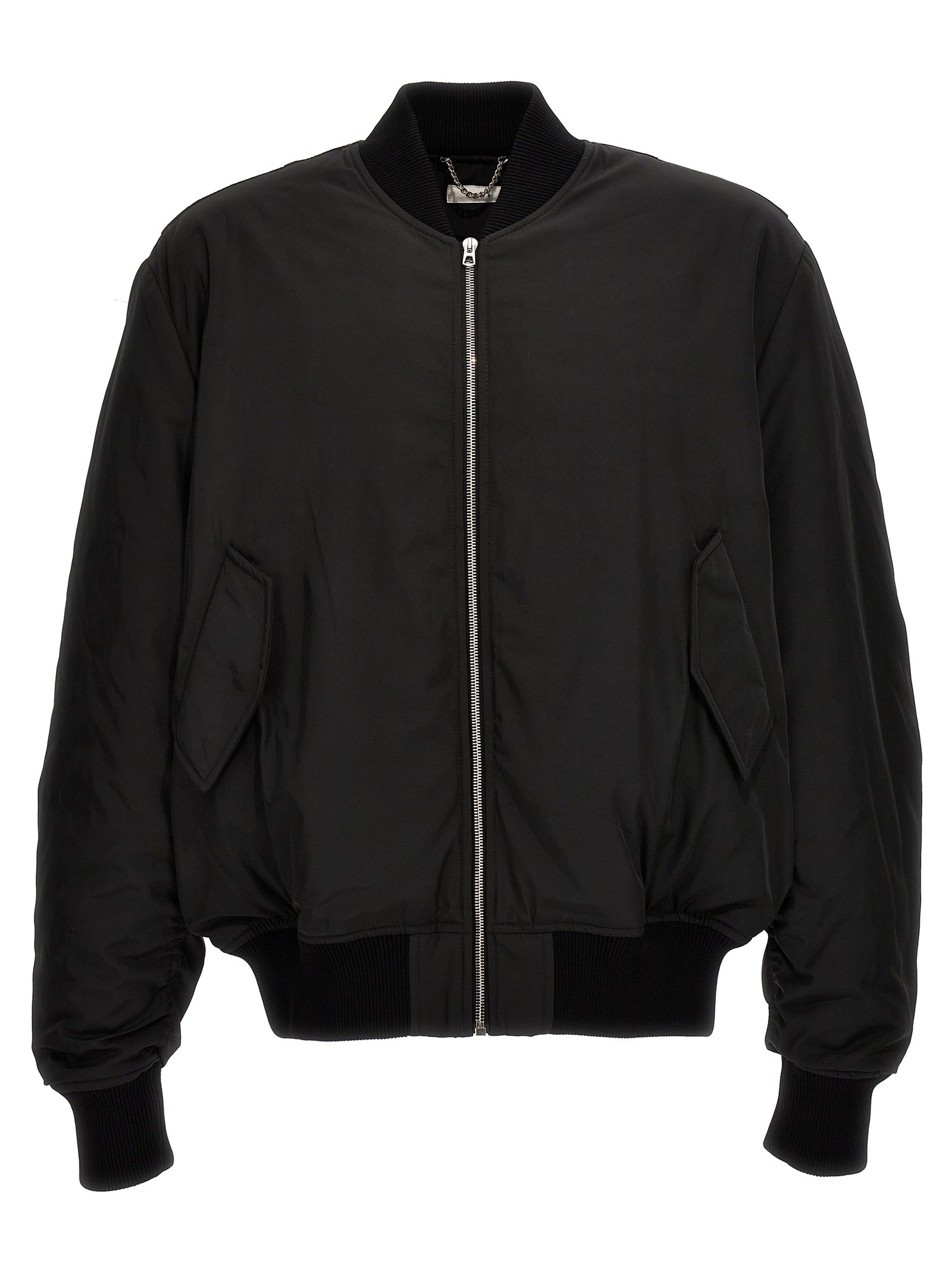 Bomber Jacket by 1989 Studio for men in nylon & polyester black features an contemporary silhouette, showcasing a sophisticated and contemporary pockets & insulated for a truly refined look.