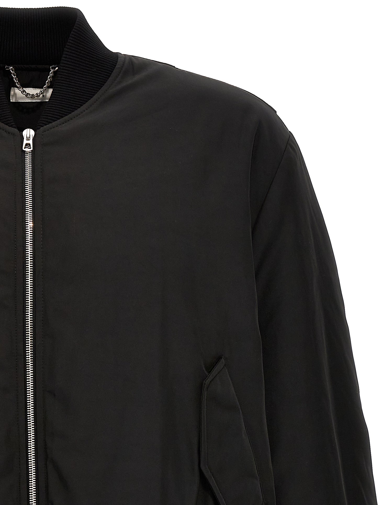 Bomber Jacket by 1989 Studio for men in nylon & polyester black showcases a bohemian silhouette, artfully detailed with a bohemian and signature pockets & insulated for a truly bohemian finish.