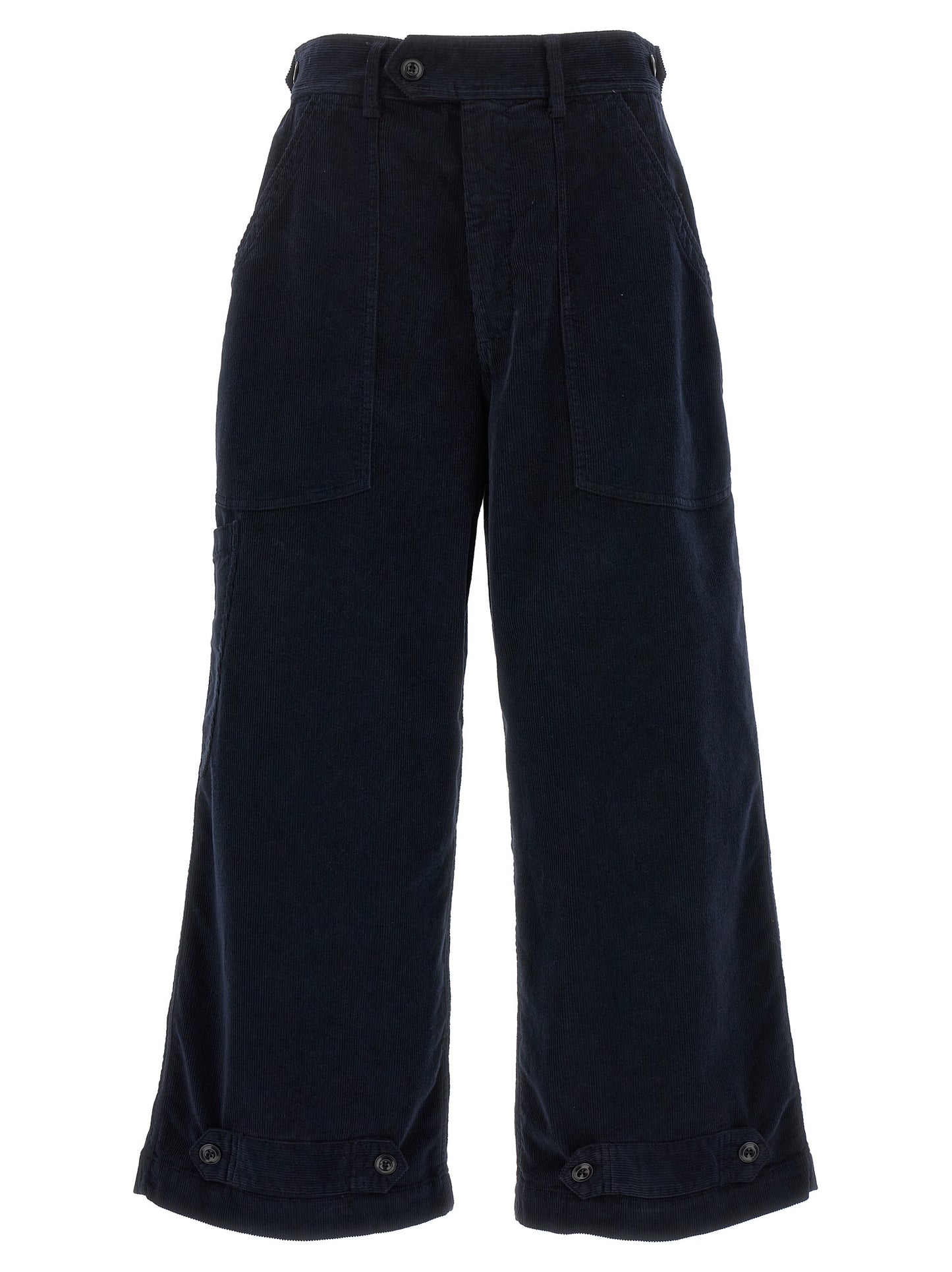 Casual Pants by CELLAR DOOR for women in stretch cotton corduroy blue presents a refined pantology silhouette, artfully defined by a refined pantology wide, long, and a sophisticated .