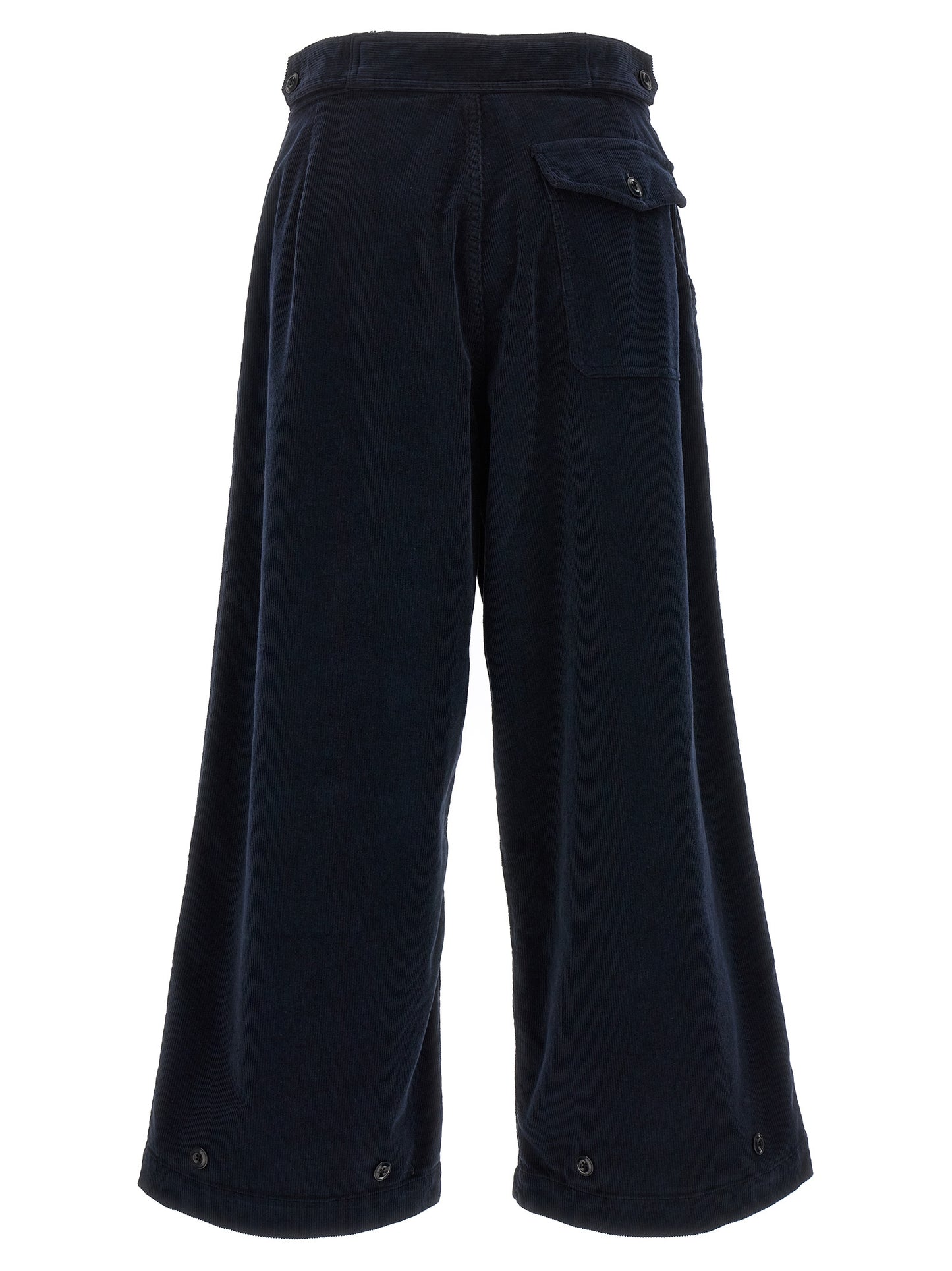 Casual Pants by CELLAR DOOR for women in stretch cotton corduroy blue presents a tailored silhouette, showcasing a tailored wide and long cut with a refined for a truly tailored aesthetic.