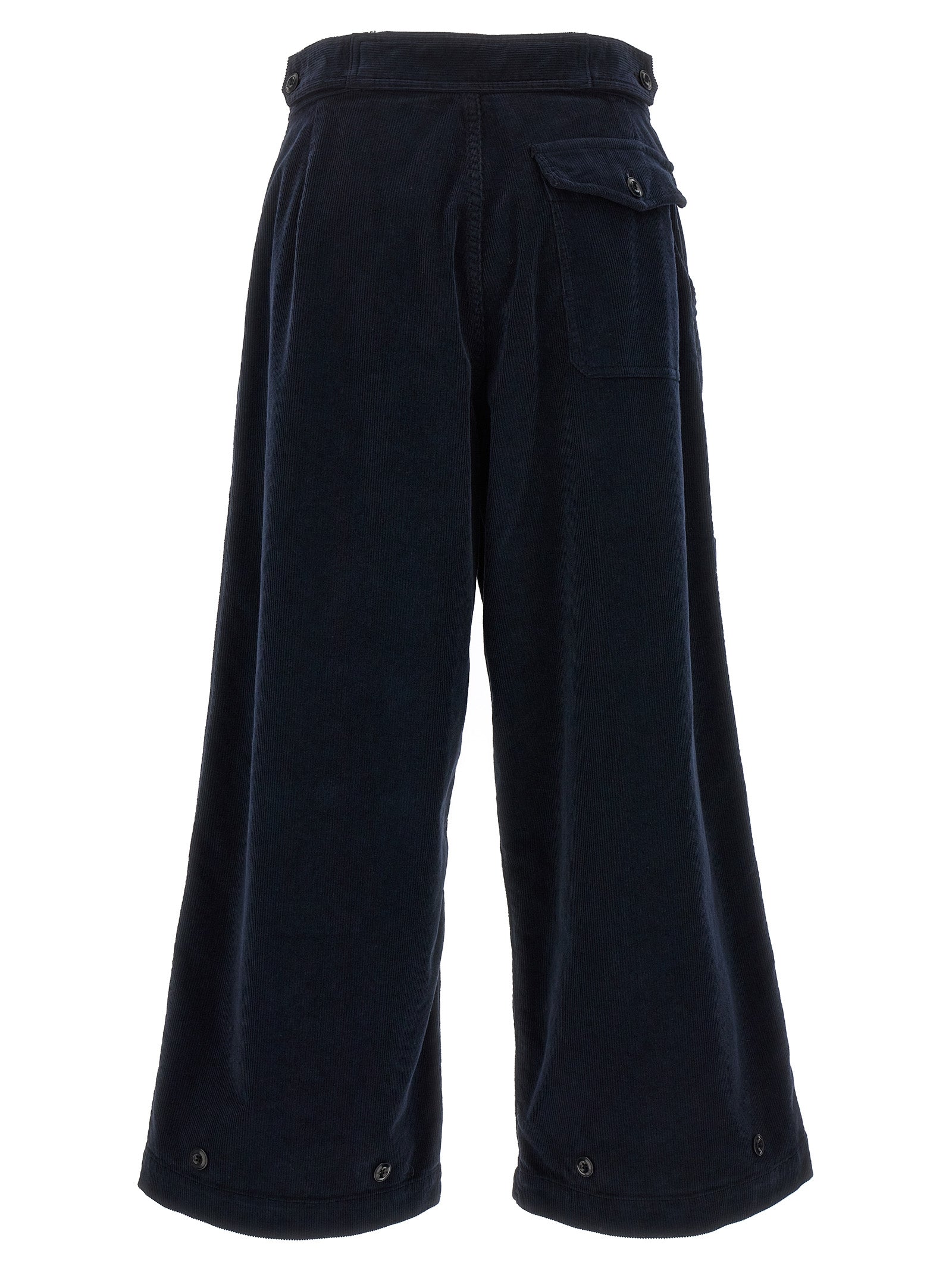 Casual Pants by CELLAR DOOR for women in stretch cotton corduroy blue presents a tailored silhouette, showcasing a tailored wide and long cut with a refined for a truly tailored aesthetic.