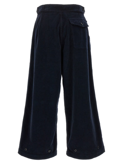 Casual Pants by CELLAR DOOR for women in stretch cotton corduroy blue presents a tailored silhouette, showcasing a tailored wide and long cut with a refined for a truly tailored aesthetic.