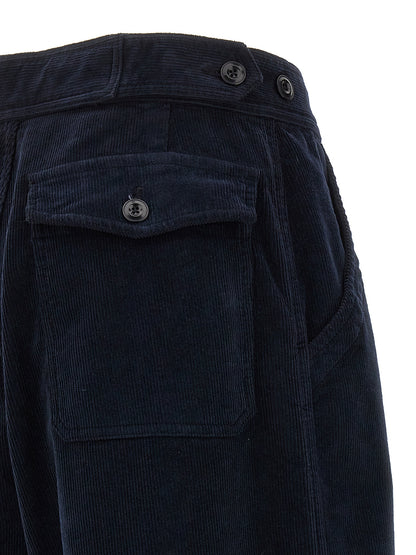 Casual Pants by CELLAR DOOR for women in stretch cotton corduroy blue features a polished silhouette with a polished wide, reaching a polished long and finished with a polished .