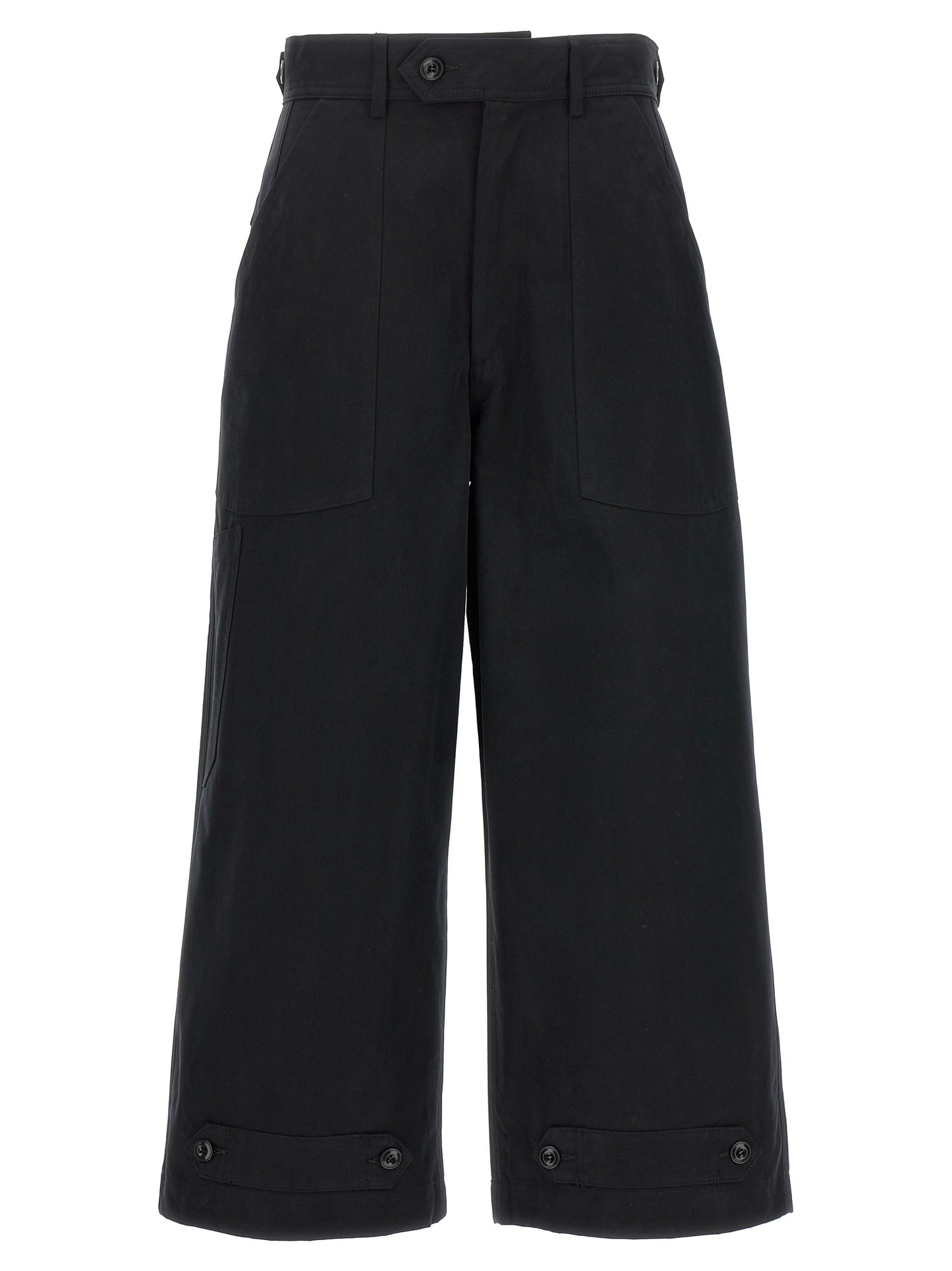 Trousers by CELLAR DOOR for women in cotton black features a sculptural silhouette, showcasing a sculptural wide and long with a sophisticated for a sculptural finish.