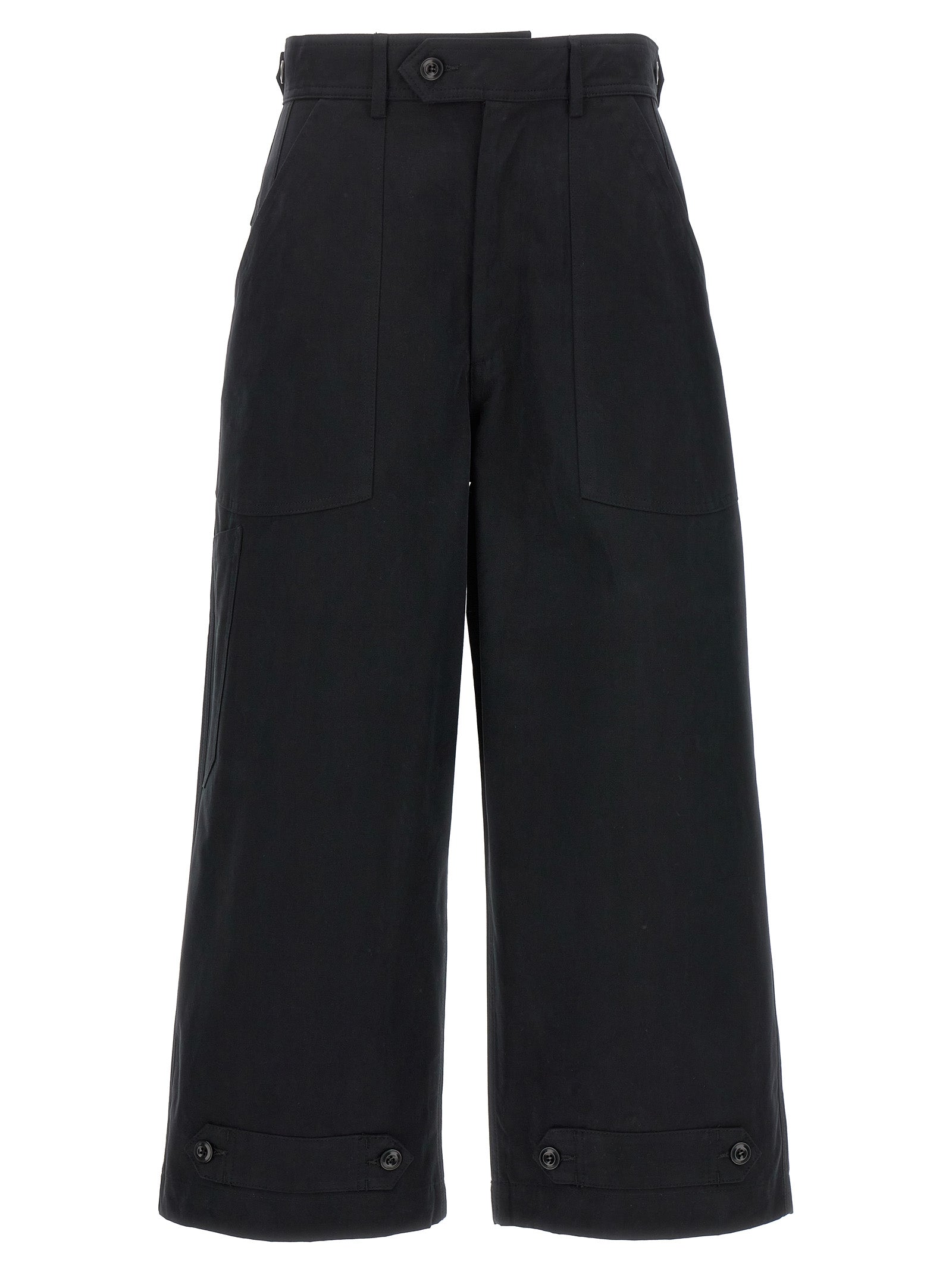 Trousers by CELLAR DOOR for women in cotton black features a sculptural silhouette, showcasing a sculptural wide and long with a sophisticated for a sculptural finish.