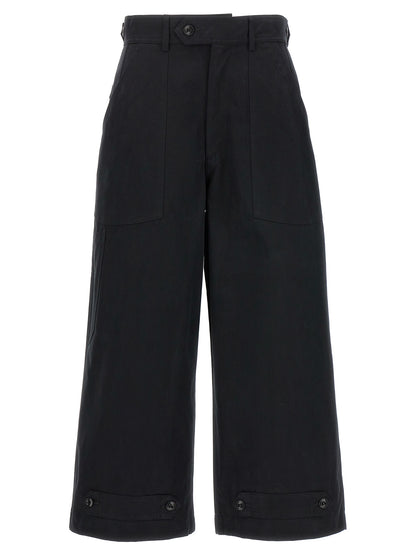 Trousers by CELLAR DOOR for women in cotton black features a sculptural silhouette, showcasing a sculptural wide and long with a sophisticated for a sculptural finish.