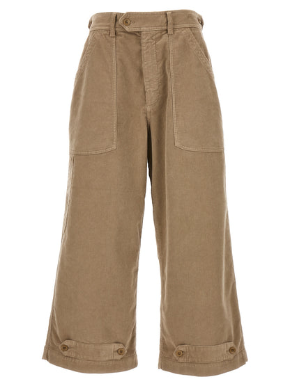 Casual Pants by CELLAR DOOR for women in stretch cotton corduroy beige features an sophisticated and wide with a precise long, creating a sophisticated and sophisticated silhouette.