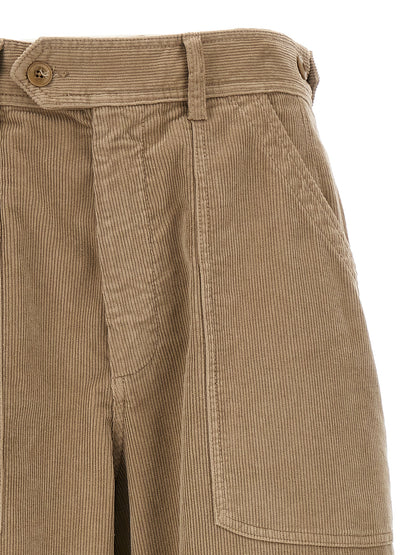 Casual Pants by CELLAR DOOR for women in stretch cotton corduroy beige presents a tailored silhouette, showcasing a tailored wide and long cut with a refined for a truly tailored aesthetic.