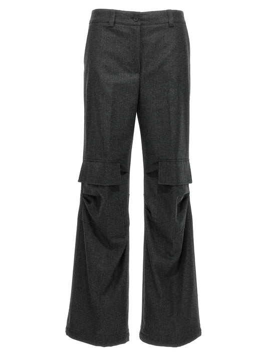 Cargo Pants by P.A.R.O.S.H. for women in cashmere virgin wool gray features a sartorial silhouette, showcasing a sophisticated regular-fit with a refined long and elegant .