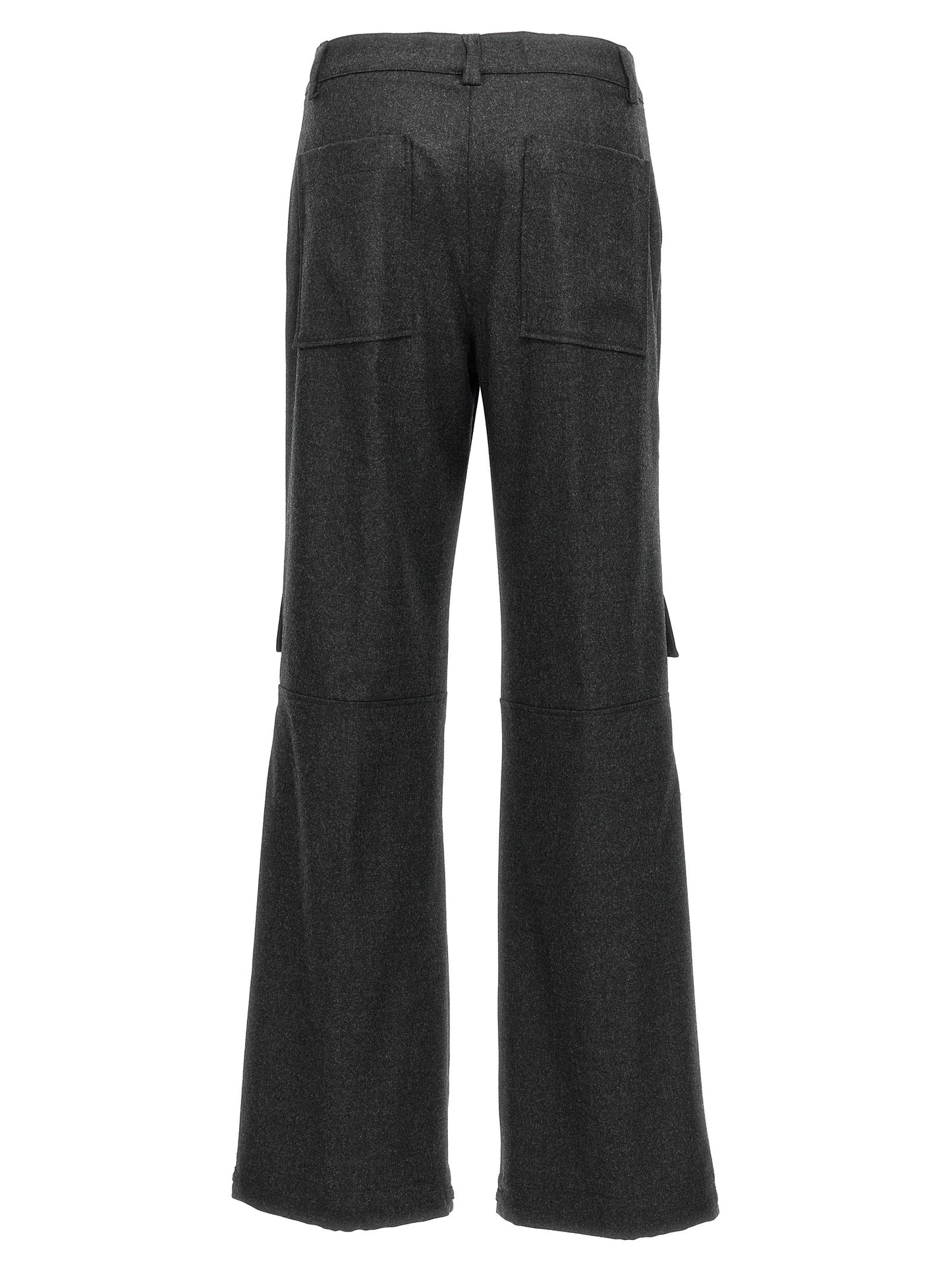Cargo Pants by P.A.R.O.S.H. for women in cashmere virgin wool gray features an stylish regular-fit with a long and , expertly finished with stylish utility detailing.