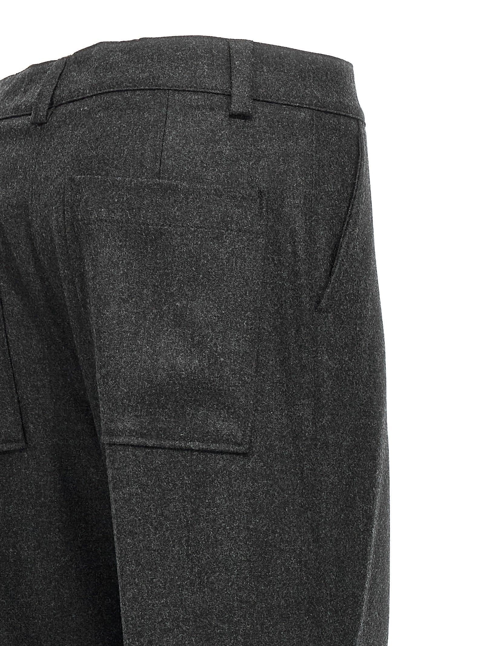 Cargo Pants by P.A.R.O.S.H. for women in cashmere virgin wool gray presents a on trend silhouette, artfully finished with a on trend regular-fit, long, and for a sophisticated look.