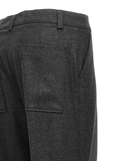 Cargo Pants by P.A.R.O.S.H. for women in cashmere virgin wool gray presents a on trend silhouette, artfully finished with a on trend regular-fit, long, and for a sophisticated look.