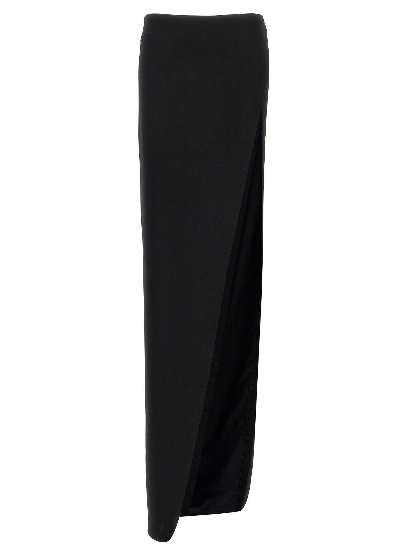 Skirt by Ann Demeulemeester for women in lamb leather black features a contoured silhouette from the Essence Women's Asymmetrical Lamb Leather Mini Skirt collection, characterized by its contoured mini for a contoured finish.