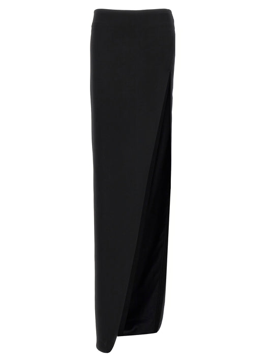 Skirt by Ann Demeulemeester for women in lamb leather black features a contoured silhouette from the Essence Women's Asymmetrical Lamb Leather Mini Skirt collection, characterized by its contoured mini for a contoured finish.