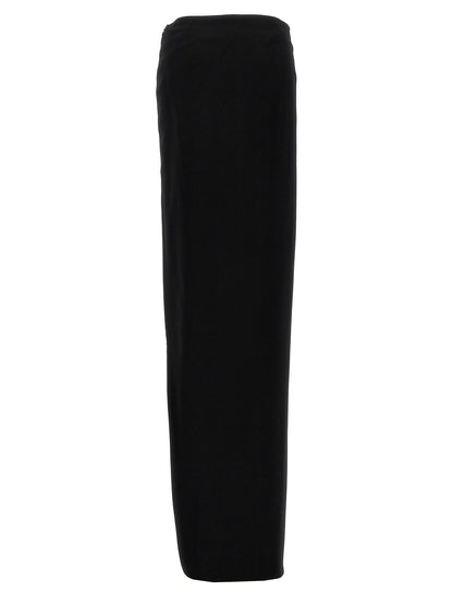 Skirt by Ann Demeulemeester for women in lamb leather black features an tailored silhouette, artfully capturing the essence of Essence Women's Asymmetrical Lamb Leather Mini Skirt in a sophisticated mini.