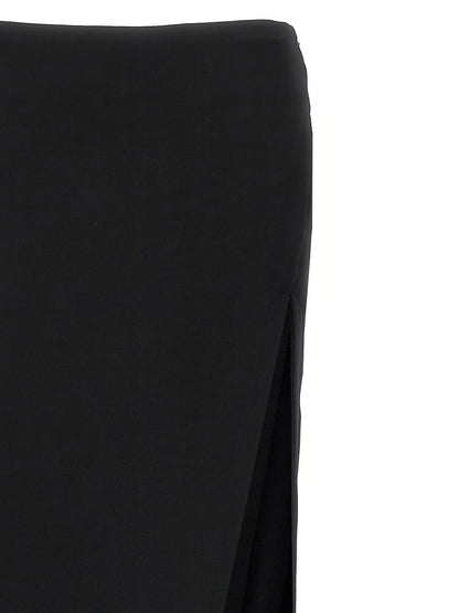 Skirt by Ann Demeulemeester for women in lamb leather black features a sublime silhouette, showcasing the sublime design of the Essence Women's Asymmetrical Lamb Leather Mini Skirt in a sophisticated mini.