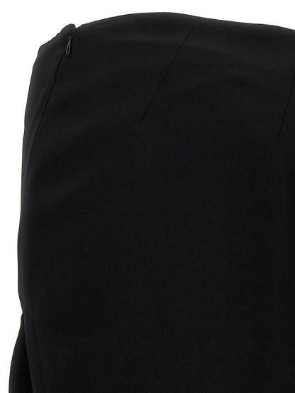 Skirt by Ann Demeulemeester for women in lamb leather black showcases a sultry silhouette, elegantly defined by its mini and the sophisticated sultry design of the Essence Women's Asymmetrical Lamb Leather Mini Skirt.
