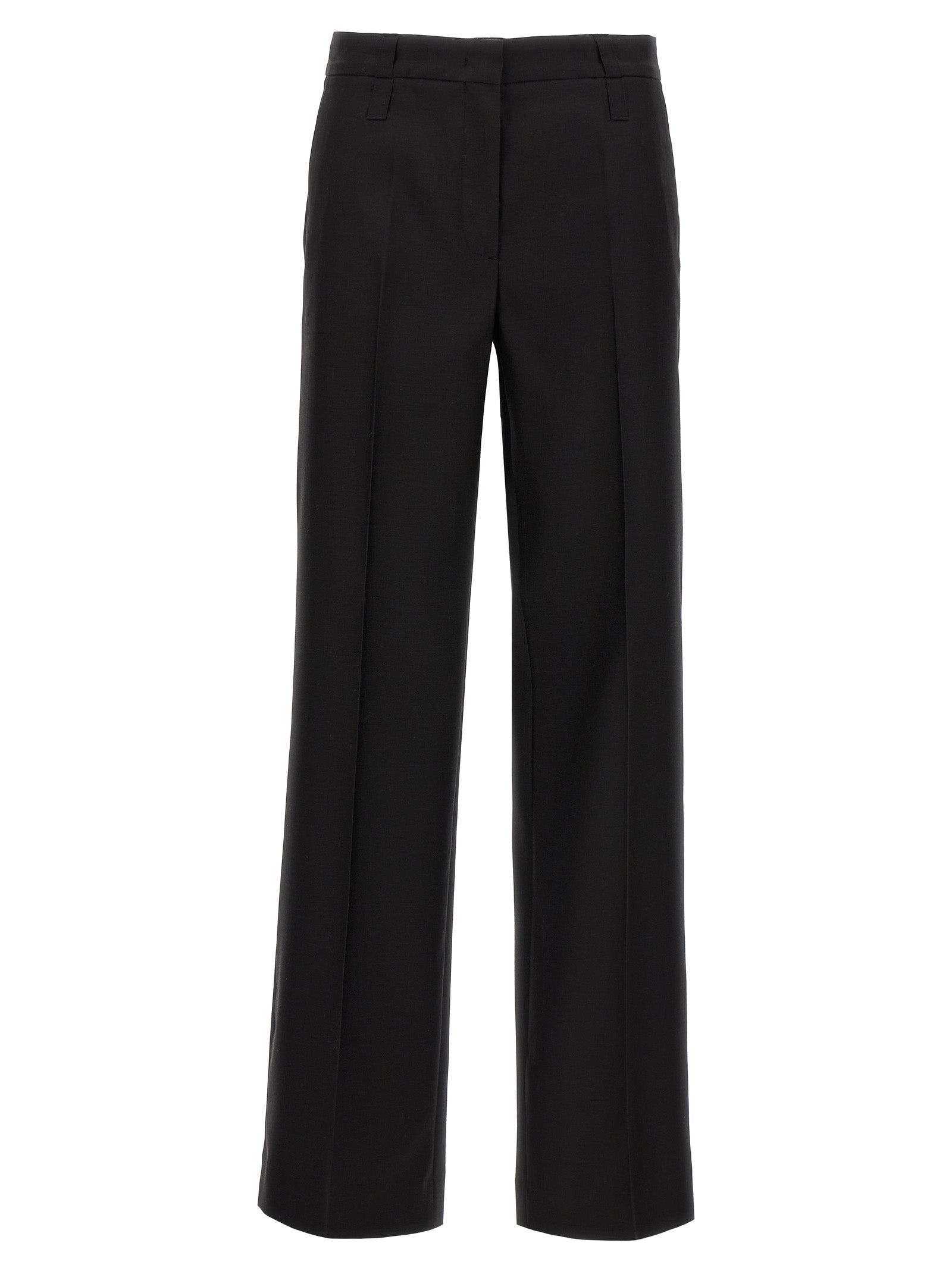 Trousers by CELLAR DOOR for women in virgin wool & silk black features a artisanal silhouette, showcasing a sophisticated with a long and for a artisanal finish.