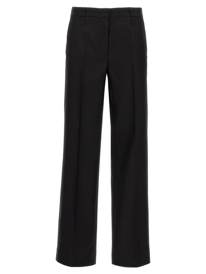 Trousers by CELLAR DOOR for women in virgin wool & silk black features a artisanal silhouette, showcasing a sophisticated with a long and for a artisanal finish.