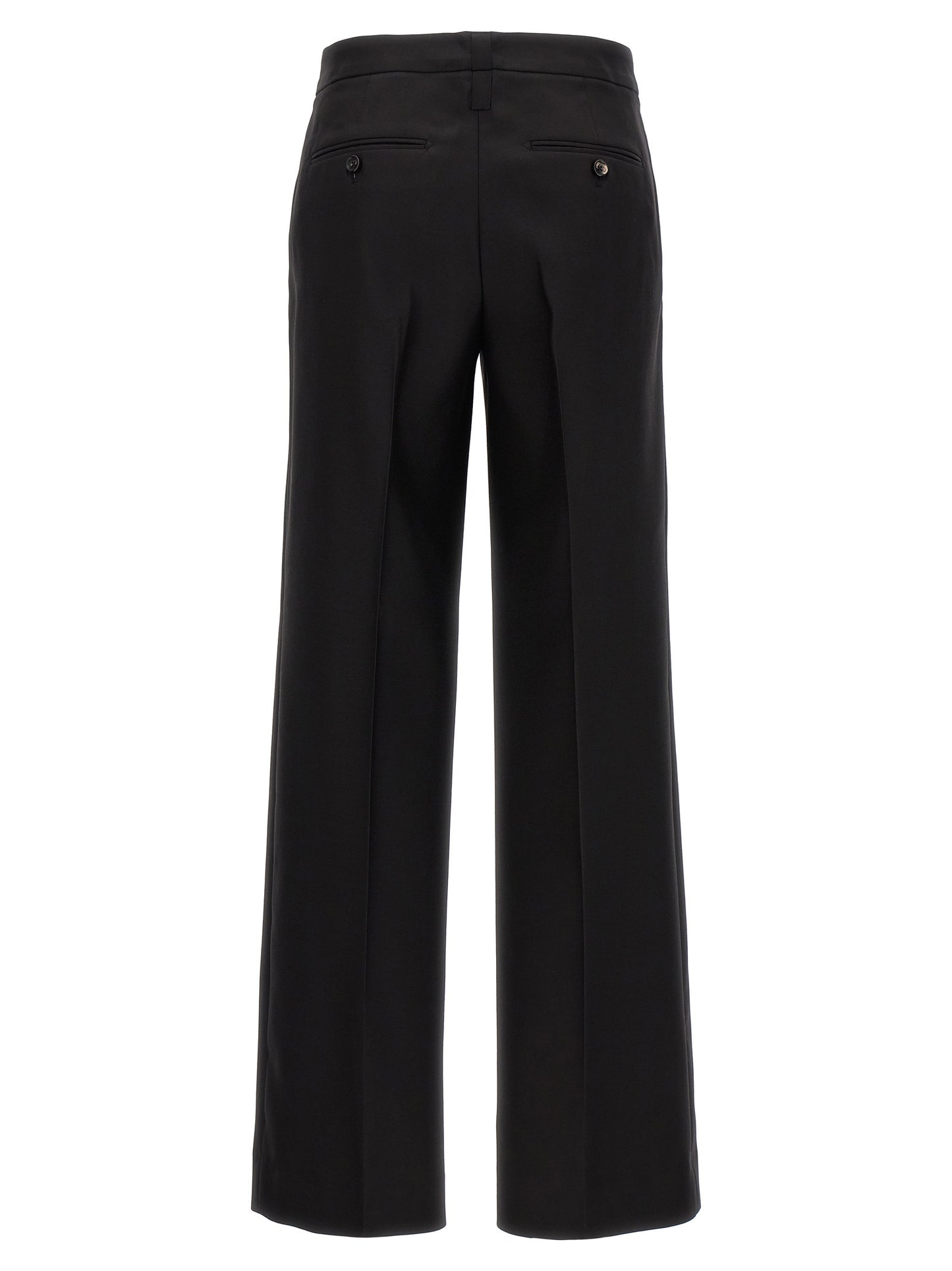 Trousers by CELLAR DOOR for women in virgin wool & silk black presents a smart silhouette, meticulously detailed with a smart , a smart long, and a smart .