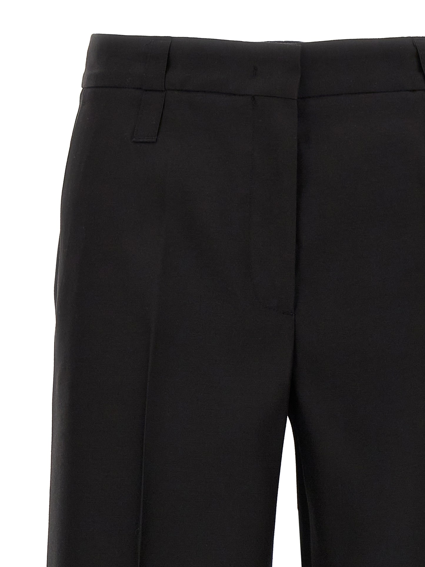 Trousers by CELLAR DOOR for women in virgin wool & silk black features a sculptural silhouette, showcasing a sculptural and long with a sophisticated for a sculptural finish.