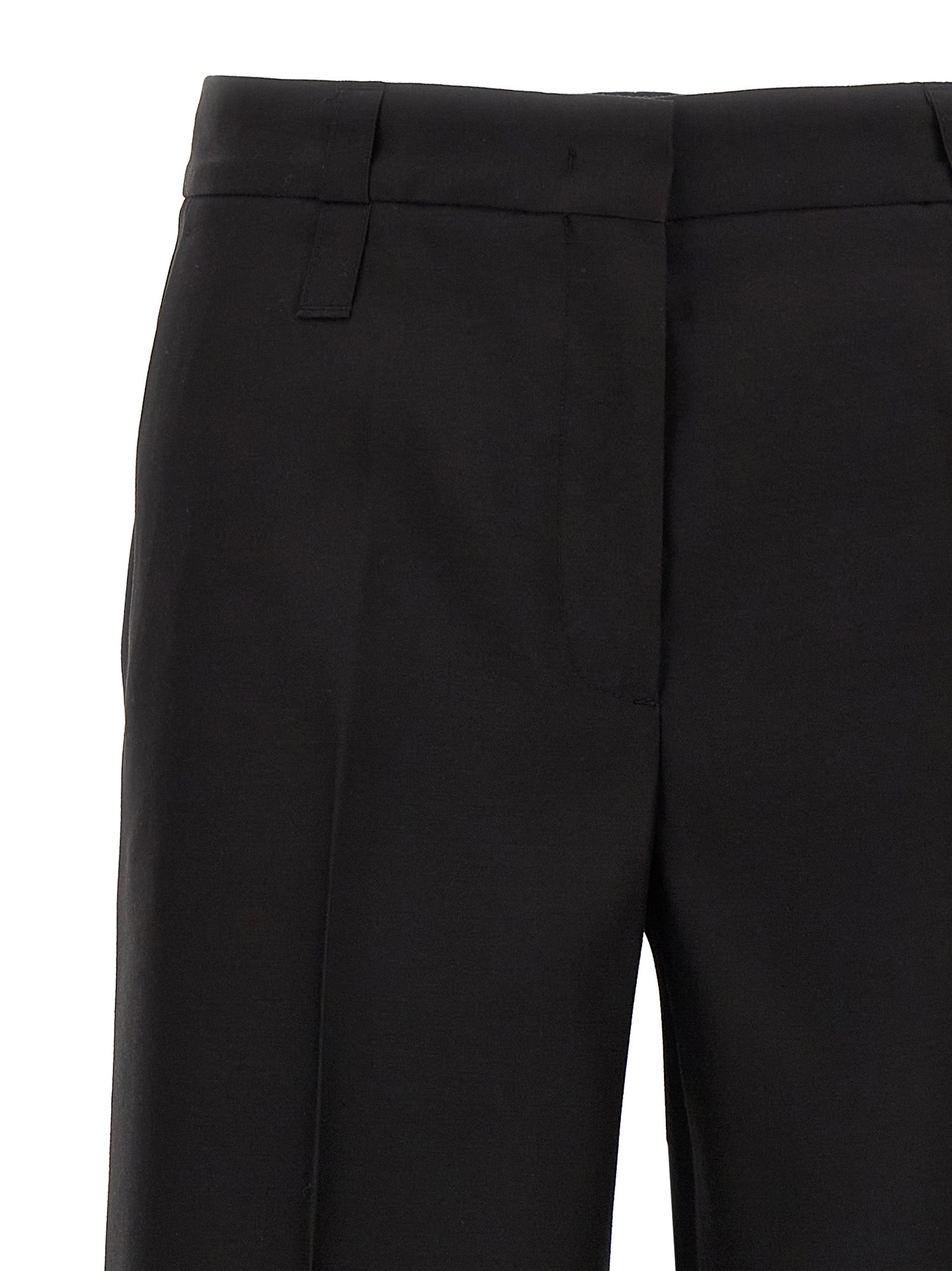Trousers by CELLAR DOOR for women in virgin wool & silk black features a sculptural silhouette, showcasing a sculptural and long with a sophisticated for a sculptural finish.
