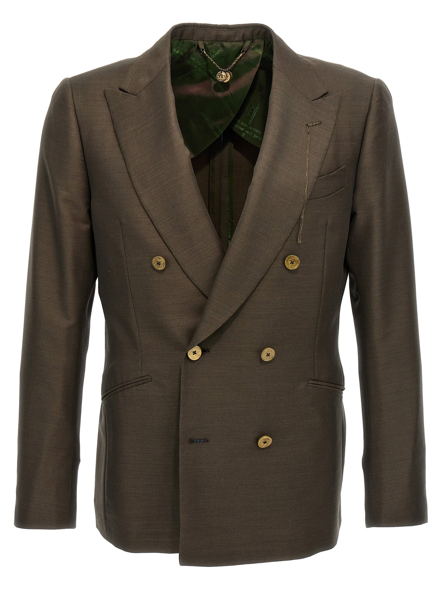 Blazer by MAURIZIO MIRI for men in mohair wool & silk bicolour & green showcases a discerning silhouette, elegantly detailed with a sophisticated and premium for a truly discerning finish.