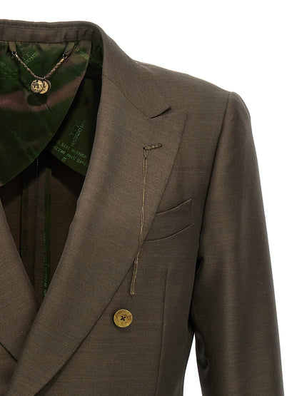 Blazer by MAURIZIO MIRI for men in mohair wool & silk bicolour & green features an crisp silhouette with sophisticated and a crisp for a truly crisp finish.