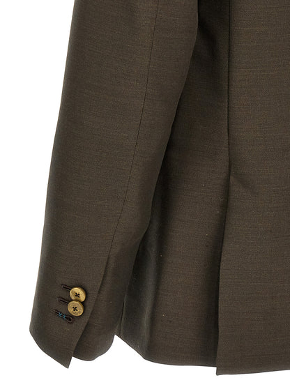 Blazer by MAURIZIO MIRI for men in mohair wool & silk bicolour & green features an stylish silhouette, showcasing a sophisticated and stylish for a truly stylish finish.