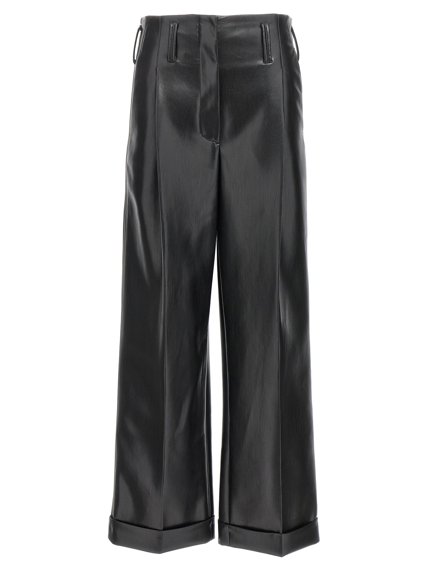 Trousers by Philosophy for women in polyester faux leather black features a artisanal silhouette, showcasing a sophisticated straight-leg with a long and high rise for a artisanal finish.