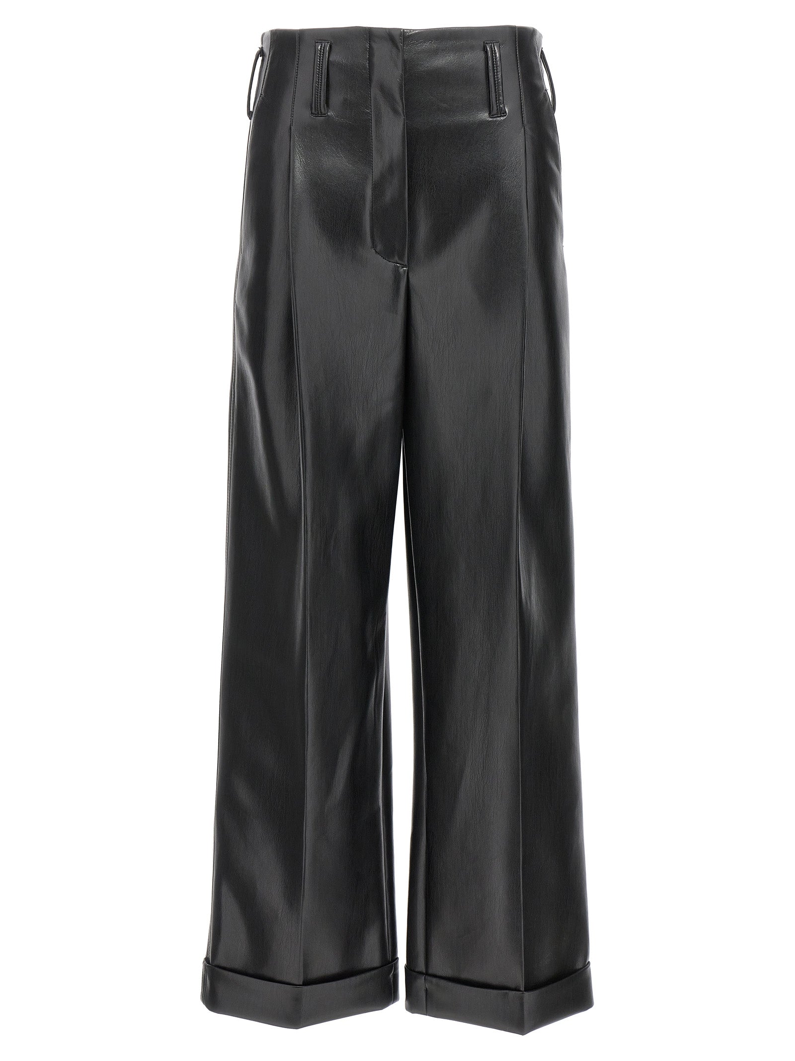 Trousers by Philosophy for women in polyester faux leather black features a artisanal silhouette, showcasing a sophisticated straight-leg with a long and high rise for a artisanal finish.