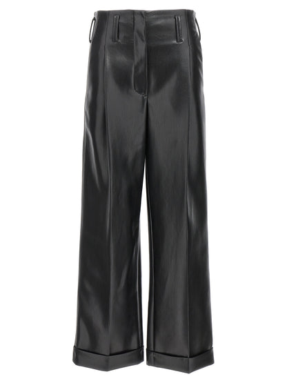 Trousers by Philosophy for women in polyester faux leather black features a artisanal silhouette, showcasing a sophisticated straight-leg with a long and high rise for a artisanal finish.
