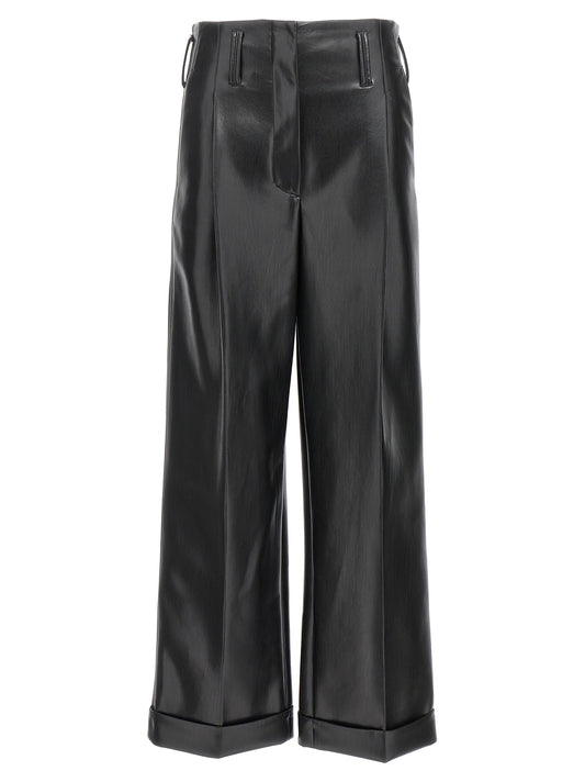Trousers by Philosophy for women in polyester faux leather black features a artisanal silhouette, showcasing a sophisticated straight-leg with a long and high rise for a artisanal finish.