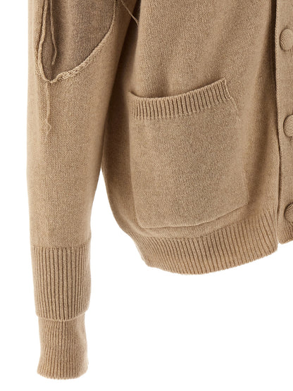 Cardigan by RAMAEL for women in cashmere beige presents a textural silhouette, artfully finished with a textural and for a sophisticated, textural look.