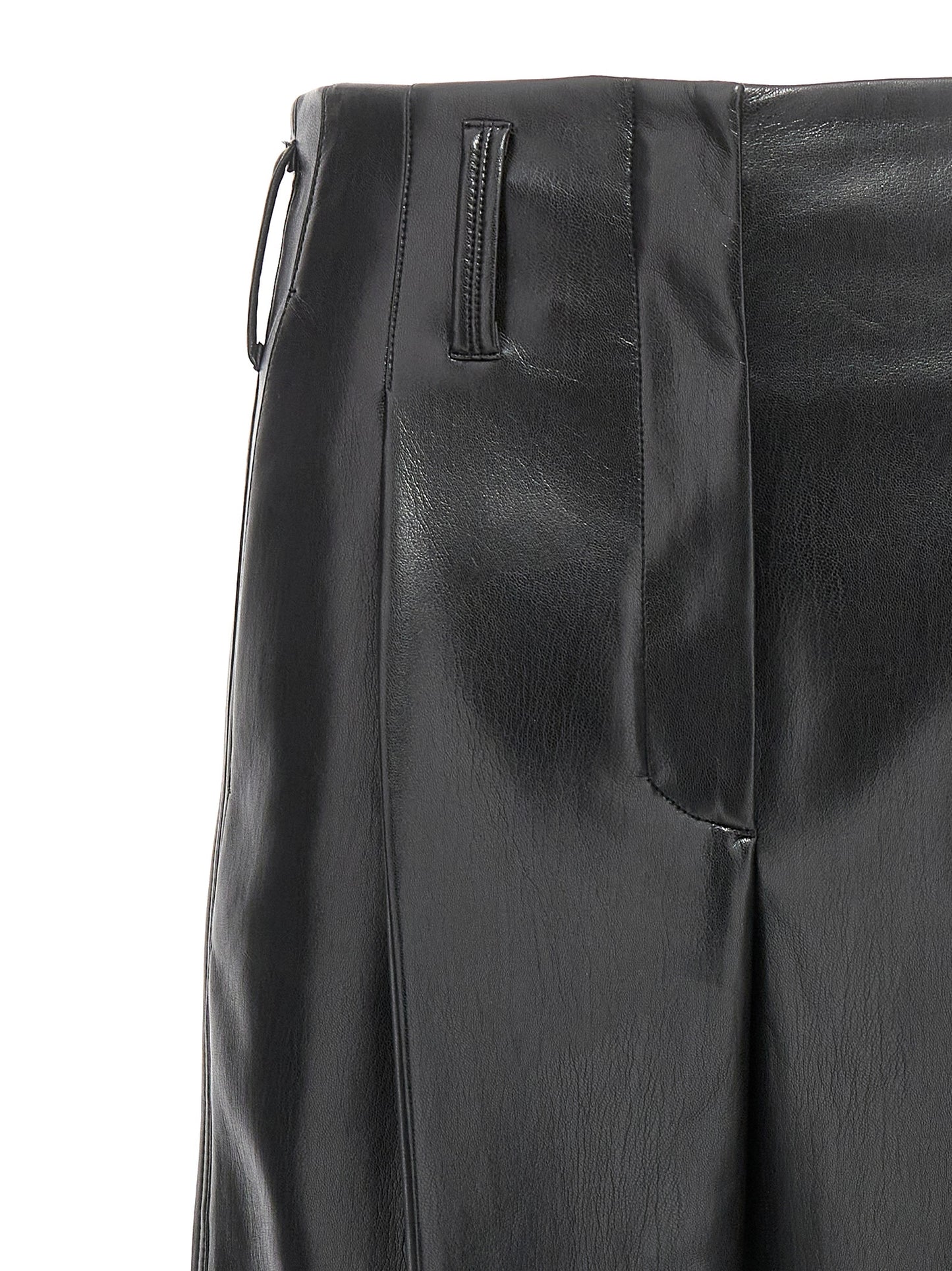 Trousers by Philosophy for women in polyester faux leather black features an sartorial silhouette, showcasing a precise straight-leg and long with a sartorial high rise for a refined look.