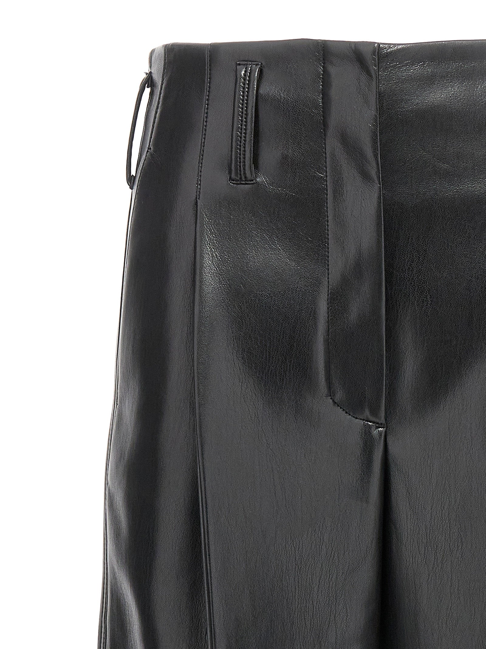 Trousers by Philosophy for women in polyester faux leather black features an sartorial silhouette, showcasing a precise straight-leg and long with a sartorial high rise for a refined look.