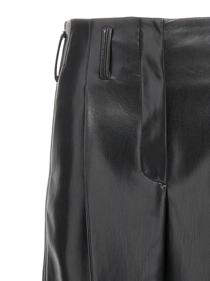 Trousers by Philosophy for women in polyester faux leather black features an sartorial silhouette, showcasing a precise straight-leg and long with a sartorial high rise for a refined look.