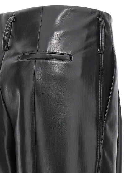Trousers by Philosophy for women in polyester faux leather black presents a perennial silhouette, meticulously tailored with a straight-leg cut, long finish, and an elegant high rise.