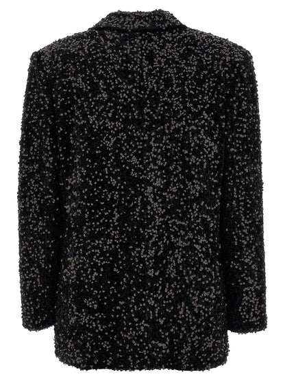 Blazer by LE TWINS for women in polyester & sequins black features an sartorial silhouette, showcasing a sophisticated and sartorial for a truly sartorial finish.